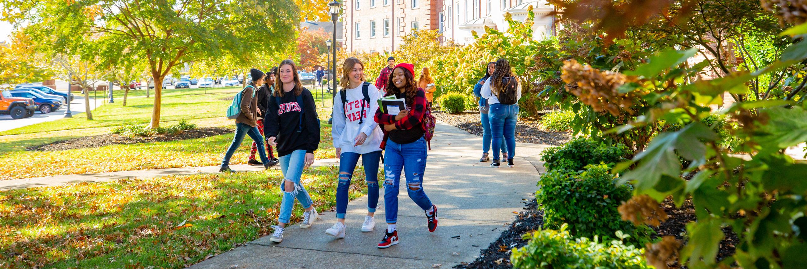 Students talking together while outside